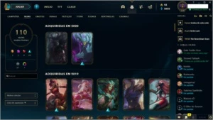Conta lol com 110 skins elo passado platina 4 - League of Legends