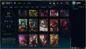 CONTA PLATINA 1 --  34 SKINS(MÍTICAS, LENDÁRIAS E ÉPICAS) - League of Legends LOL