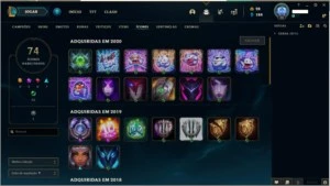 CONTA PLATINA 1 --  34 SKINS(MÍTICAS, LENDÁRIAS E ÉPICAS) - League of Legends LOL