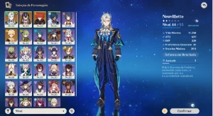 Conta Cyno + Neuvillette + diluc + Mona + Lança T5 - Genshin Impact
