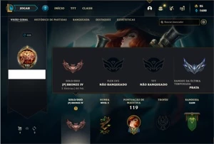 Conta bronze 4 com 9 Skins e 41 Champs - League of Legends LOL