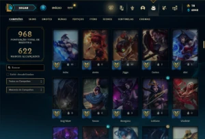 Ferro 1 com TODOS os Champs (120 Maestrias 7) e 256 Skins - League of Legends LOL