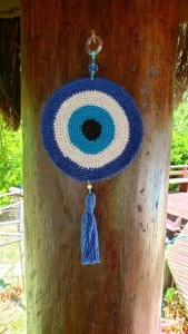 Enfeite de Parede Olho Grego em Crochê - Artesanato e Personalizados
