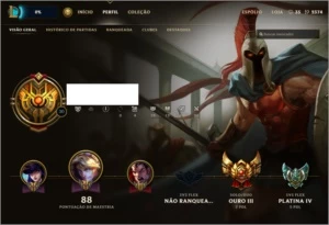 Conta ouro 3 solo , Platina 4 Flex Com skins - League of Legends LOL