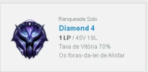 Conta Lol diamante 4 70% WR mmr d1/master - League of Legends