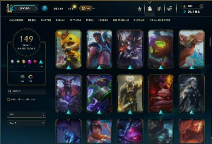 Platina 4 com TODOS os champs e 149 Skins ( Nivel 394 ) - League of Legends LOL