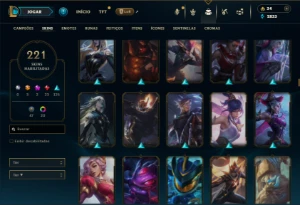 Bronze 1 com TODOS os champs e 221 Skins + 2 Prestigios - League of Legends LOL