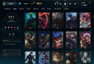 Bronze 1 com TODOS os champs e 221 Skins + 2 Prestigios - League of Legends LOL