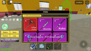 Vendo conta roblox kit pvp com frutas míticas no inventário