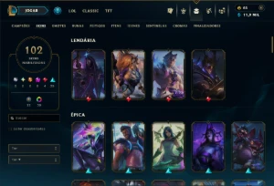 Bronze 2 com 135 Champs e 102 Skins ( Mais de 100 Jogos ) - League of Legends LOL