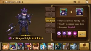 Reroll Summoners War lvl10 com Dragon Knight Dark - Ragdoll