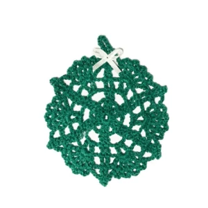 Enfeite de Natal Circular Verde em Crochê - Artesanato e Personalizados