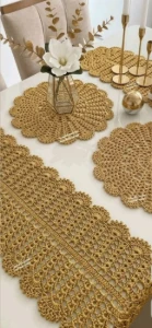Kit mesa posta Branco e dourado - Artesanato e Personalizados