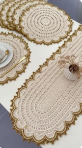 Kit mesa posta Branco e dourado - Artesanato e Personalizados