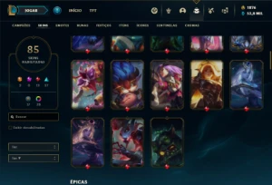 Conta Unranked com 90 Champs e 85 Skins ( MAIN SUP ) - League of Legends LOL