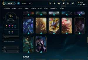 Conta Unranked com 90 Champs e 85 Skins ( MAIN SUP ) - League of Legends LOL
