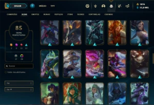 Conta Unranked com 90 Champs e 85 Skins ( MAIN SUP ) - League of Legends LOL