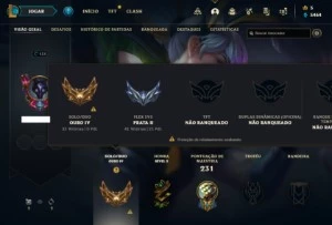 Conta de LOL - FULL ACESSO - Ouro 4 - C/ 89 Skins, 80 Champs - League of Legends