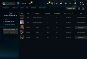 Conta Unranked com 27 Champs e 3 Skins + 4 Espólios - League of Legends LOL