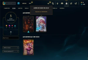 Conta Unranked com 27 Champs e 3 Skins + 4 Espólios - League of Legends LOL