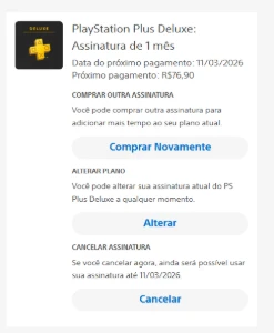 Ps Plus Deluxe 1 Mes - Assinaturas e Premium