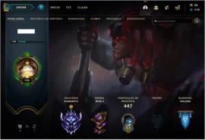 CONTA LEAGUE OF LEGENDS DIAMANTE 2 COM 259 SKINS LOL
