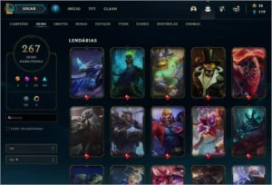 CONTA LEAGUE OF LEGENDS DIAMANTE 2 COM 259 SKINS LOL