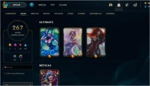 CONTA LEAGUE OF LEGENDS DIAMANTE 2 COM 259 SKINS LOL