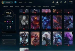 CONTA LEAGUE OF LEGENDS DIAMANTE 2 COM 259 SKINS LOL