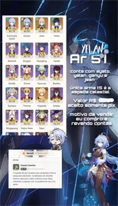 Vendo conta de genshin ar 51 com Yelan + Ayato