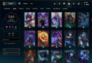 Conta Unranked com TODOS os champs e 340 Skins + 4 Prestigio - League of Legends LOL