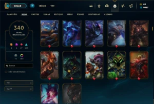 Conta Unranked com TODOS os champs e 340 Skins + 4 Prestigio - League of Legends LOL