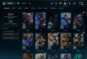 Conta Unranked com TODOS os champs e 340 Skins + 4 Prestigio - League of Legends LOL