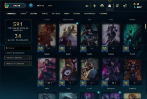 Conta Unranked com TODOS os champs e 340 Skins + 4 Prestigio - League of Legends LOL