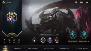 ESMERALDA IV + 9 SKINS (1 LENDÁRIA) + 37 +1 CAMPEÕES + PASSE - League of Legends: Wild Rift LOL WR