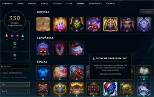 Conta League of Legends - conta main de 2017, plat, 190 skin LOL