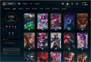 CONTA PLATINA  🌟 190 SKINS 🌟 TODOS OS CAMPEOES - League of Legends LOL