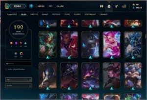CONTA PLATINA  🌟 190 SKINS 🌟 TODOS OS CAMPEOES - League of Legends LOL