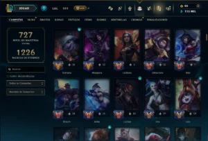 Unranked com TODOS os Champs e 287 Skins ( SUP / ADC / JG ) - League of Legends LOL