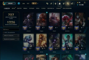 Unranked com TODOS os Champs e 287 Skins ( SUP / ADC / JG ) - League of Legends LOL