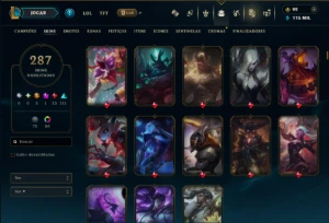 Unranked com TODOS os Champs e 287 Skins ( SUP / ADC / JG ) - League of Legends LOL
