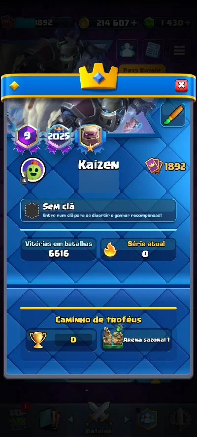 Clash Royale | 15K Troféus | 9 Anos | Nível 67 | 25 Evoluçõe