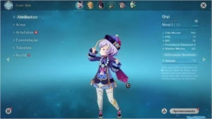 Conta com Qiqi + Lança Jade Primitiva 5 * - Genshin Impact