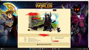 aqw, conta com 102 classes e 116 bagder - Adventure Quest World