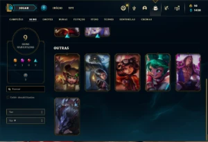 Conta Unranked com 36 Champs e 9 Skins + 2 Fragmentos - League of Legends LOL