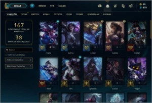 Conta ouro 1 com 48 Champs e 38 Skins - League of Legends LOL