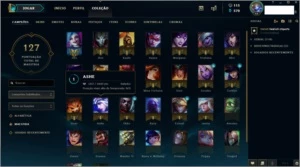 conta league of legends skin vitoriosa graves e oriana LOL