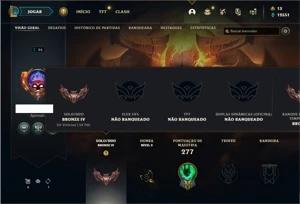 Conta bronze 4 com 85 Champs e 42 Skins - League of Legends LOL