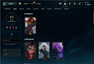 Conta bronze 4 com 85 Champs e 42 Skins - League of Legends LOL