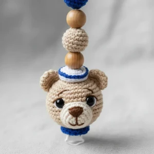 Prendedor Chupeta Urso Marinheiro Amigurumi - Artesanato e Personalizados